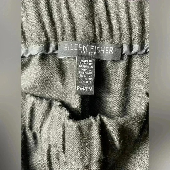 Eileen Fisher Women tapered Ankle Pant Wool Smoke Crepe F16SFT Elastic Waist - Picture 9 of 11